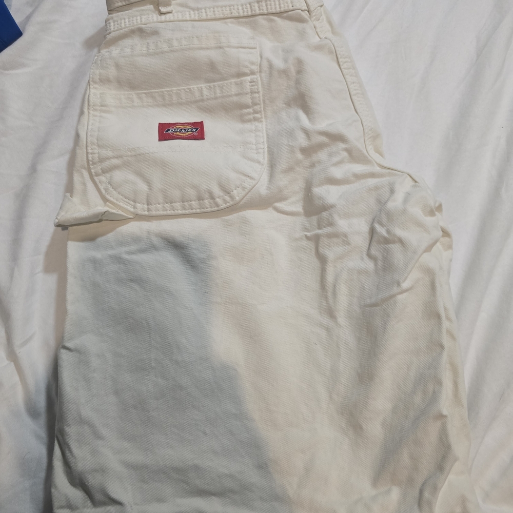 Dickies Cream Trousers with Red Logo